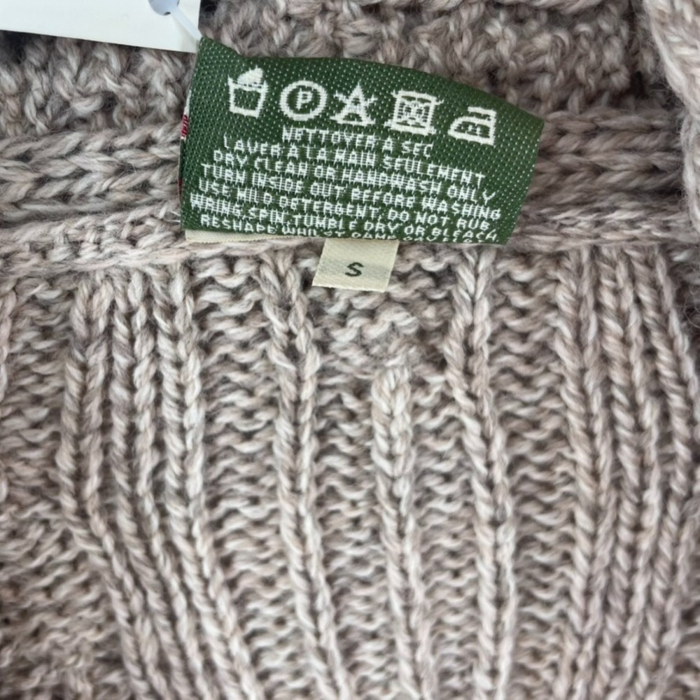 Carraig Donn Cardigan Sz S Ireland Merino Wool Cable Knit Shawl Collar Fisherman - Picture 9 of 10